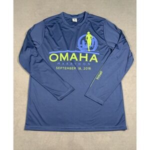 Always Advancing Omaha Marathon September 18, 2016 Shirt Men XL Blue Performance